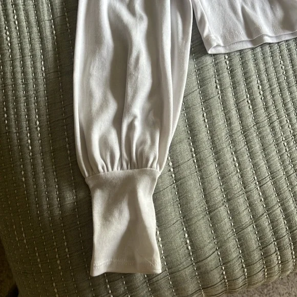 Camille Mock Neck White Long Sleeve Crop Top - Picture 4 of 4